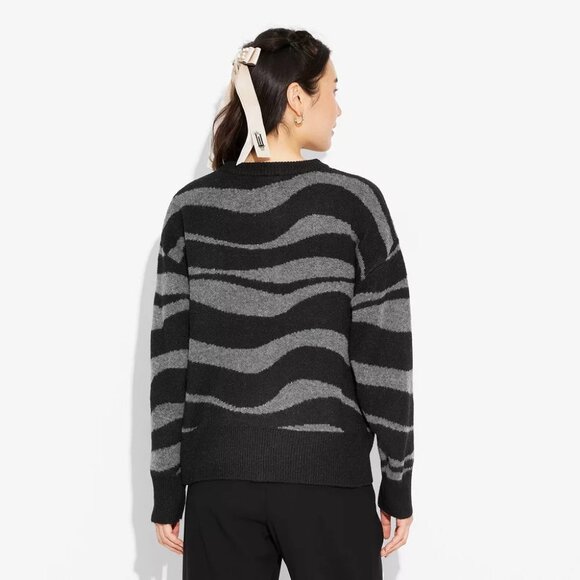 Wicked Cardigan Sweater Paul Tazewell  Black Gray Graphic Stripe Target Large - Picture 3 of 3
